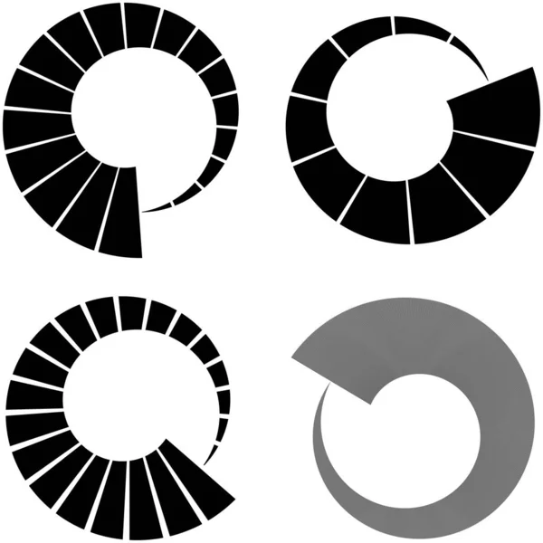 Set Linii Radiale Circulare Radiante Grinzi Raze Ilustrație Vectorială Cerc — Vector de stoc