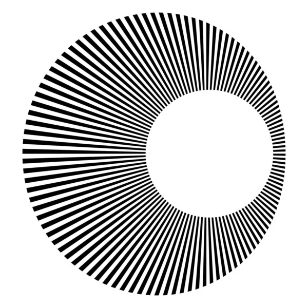 円形の放射線 放射線 ビーム 幾何学的円ベクトル図 環状ループ同心円状パターン — ストックベクタ