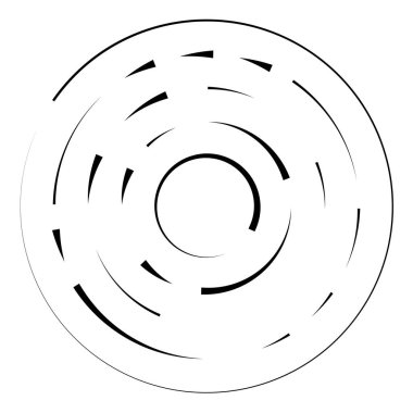 Radikal, yayılan çizgiler soyut patlama elementi. Konsantrik girdap volt, sarmal yayılan şeritler. Dairesel, döngüsel şeritler, çizgiler daire şeklinde. Çevir, döndür, döndür, döndür.