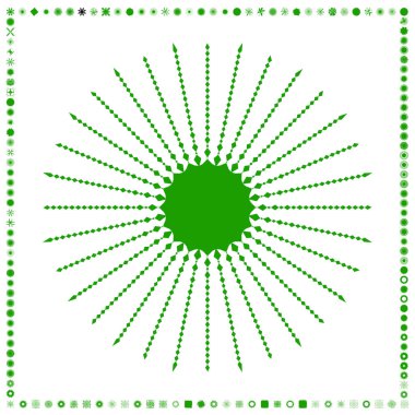 Yeşil, organik-açısal geometrik üretken sanat şekilleri, soyut vektör illüstrasyonu