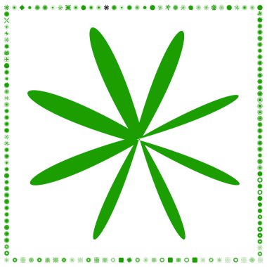 Yeşil, organik-açısal geometrik üretken sanat şekilleri, soyut vektör illüstrasyonu