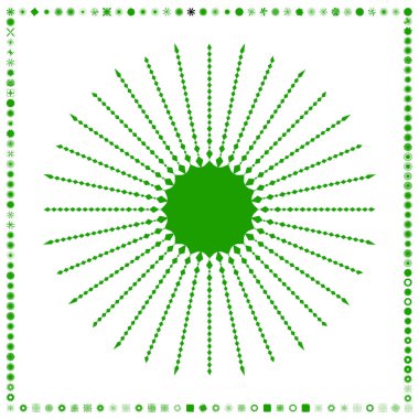 Yeşil, organik-açısal geometrik üretken sanat şekilleri, soyut vektör illüstrasyonu