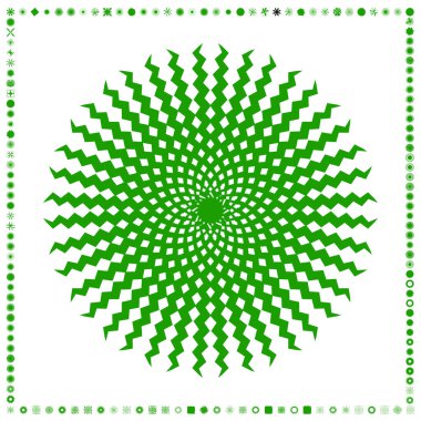 Yeşil, organik-açısal geometrik üretken sanat şekilleri, soyut vektör illüstrasyonu