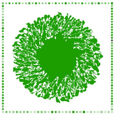 Yeşil, organik-açısal geometrik üretken sanat şekilleri, soyut vektör illüstrasyonu