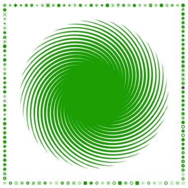 Yeşil, organik-açısal geometrik üretken sanat şekilleri, soyut vektör illüstrasyonu