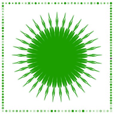 Yeşil, organik-açısal geometrik üretken sanat şekilleri, soyut vektör illüstrasyonu