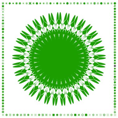 Yeşil, organik-açısal geometrik üretken sanat şekilleri, soyut vektör illüstrasyonu