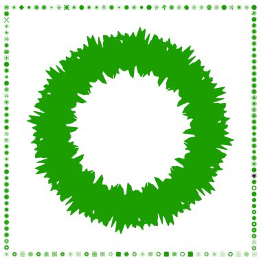 Yeşil, organik-açısal geometrik üretken sanat şekilleri, soyut vektör illüstrasyonu