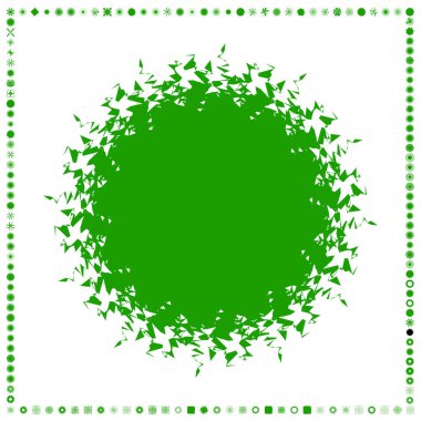 Yeşil, organik-açısal geometrik üretken sanat şekilleri, soyut vektör illüstrasyonu