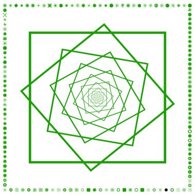 Yeşil, organik-açısal geometrik üretken sanat şekilleri, soyut vektör illüstrasyonu