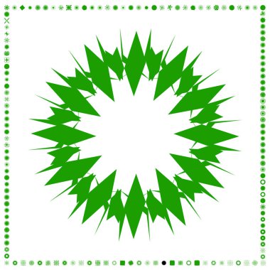 Yeşil, organik-açısal geometrik üretken sanat şekilleri, soyut vektör illüstrasyonu