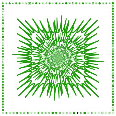 Yeşil, organik-açısal geometrik üretken sanat şekilleri, soyut vektör illüstrasyonu