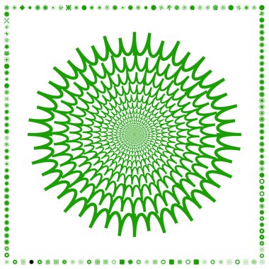 Yeşil, organik-açısal geometrik üretken sanat şekilleri, soyut vektör illüstrasyonu