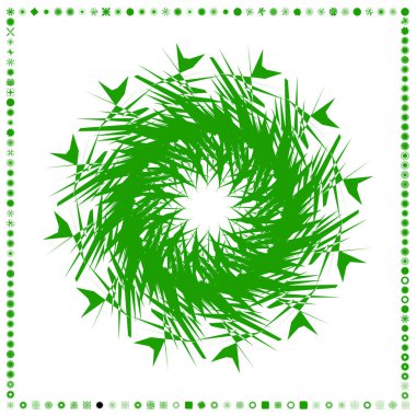 Yeşil, organik-açısal geometrik üretken sanat şekilleri, soyut vektör illüstrasyonu