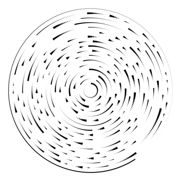 Lignes Radiales Rayonnantes Élément Éclatement Abstrait Volute Tourbillonnante Concentrique Rayures — Image vectorielle