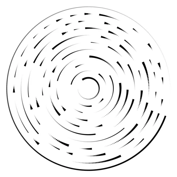 Lignes Radiales Rayonnantes Élément Éclatement Abstrait Volute Tourbillonnante Concentrique Rayures — Image vectorielle