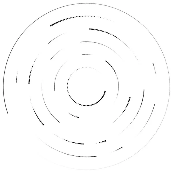 Lignes Radiales Rayonnantes Élément Éclatement Abstrait Volute Tourbillonnante Concentrique Rayures — Image vectorielle