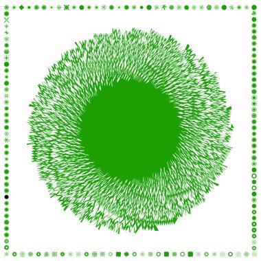 Yeşil, organik-açısal geometrik üretken sanat şekilleri, soyut vektör illüstrasyonu