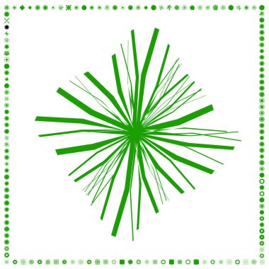 Yeşil, organik-açısal geometrik üretken sanat şekilleri, soyut vektör illüstrasyonu