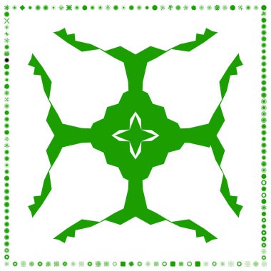 Yeşil, organik-açısal geometrik üretken sanat şekilleri, soyut vektör illüstrasyonu