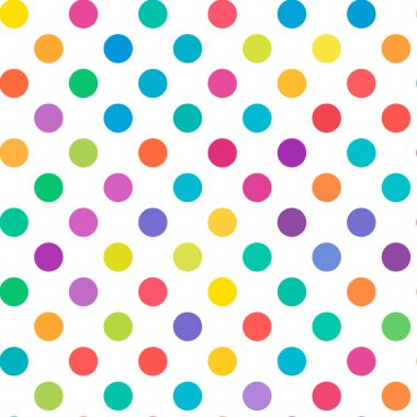 Çemberler, noktalar, noktalar, pürüzsüz bir şekilde tekrarlanabilir renkli desen, arka plan. Benek, benek, benek çizimi. Vektör