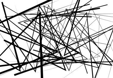 Kenarlı, açısal çizgiler soyut vektör sanatı. Soyut zig-zag; çapraz kesişen, dalgalı kesişen çizgiler, siyah beyaz şeritler, monokrom arkaplan; desen ve doku. 