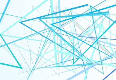 Kenarlı, açısal çizgiler soyut vektör sanatı. Soyut zig-zag; çapraz çapraz, dalgalı kesişen çizgiler, çizgiler açık mavi arkaplan; desen ve doku. 