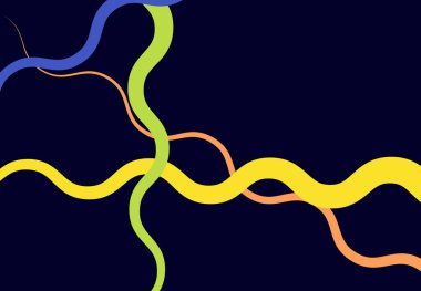 Kıvrımlı, kıvrımlı dalgalı, rastgele çizgiler sallayan soyut arka plan, doku, desen ve fon. Kavisli ve eğri çizgiler, çizgiler soyut vektör sanatı. Titrek şeritler, çizgiler doğrusal, doğrusal çizimler.