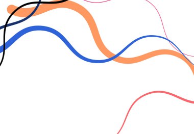 Kıvrımlı, kıvrımlı dalgalı, rastgele çizgiler sallayan soyut arka plan, doku, desen ve fon. Kavisli ve eğri çizgiler, çizgiler soyut vektör sanatı. Titrek şeritler, çizgiler doğrusal, doğrusal çizimler.