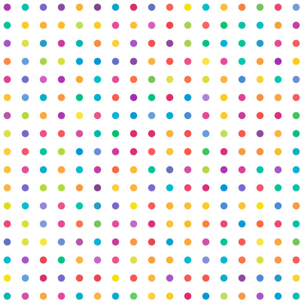 Circles, dots, polka-dots seamlessly repeatable colorful pattern, background. Speckle, stipple, stippling illustration. Vector