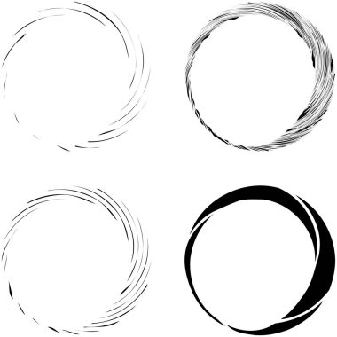 Dairesel sarmal, girdap, dönme tasarım elementi. Eş merkezli, radyal ve yayılan çizgiler dönüş, girdap ve eğri büğrü