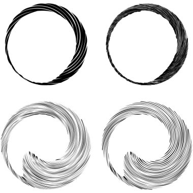 Dairesel sarmal, girdap, dönme tasarım elementi. Eş merkezli, radyal ve yayılan çizgiler dönüş, girdap ve eğri büğrü