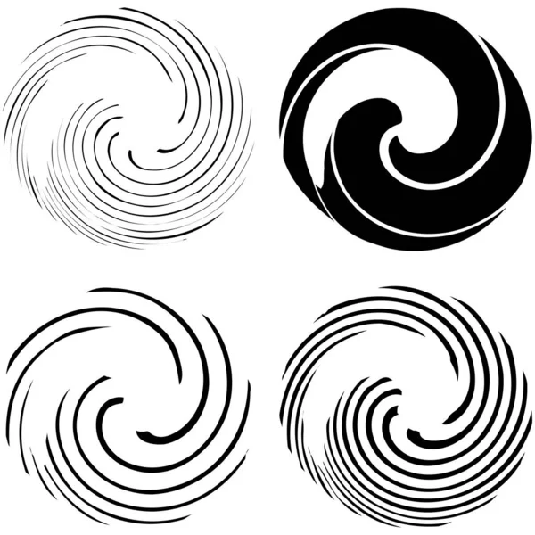 円形のスパイラル 渦巻き ツイルのデザイン要素 曲線歪みを持つ線の同心円状 放射状および放射バースト — ストックベクタ
