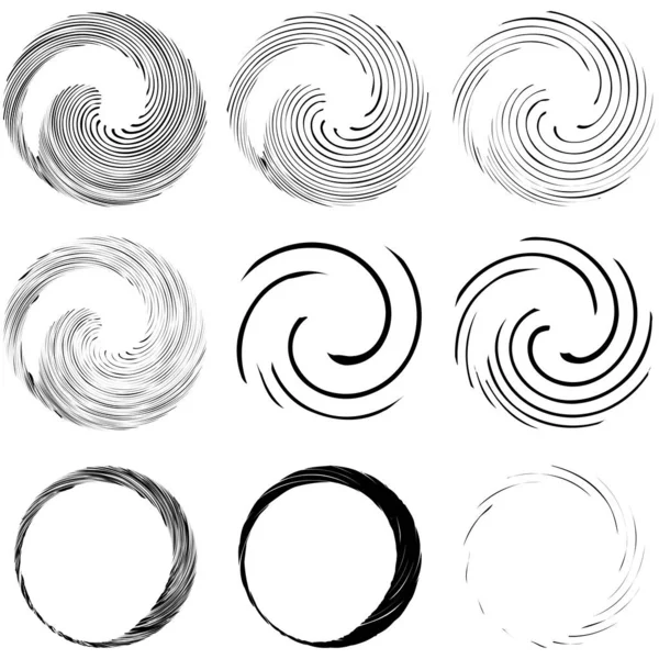 圆形螺旋形 螺旋形 螺旋形设计元素 旋转和弯曲畸变线的同心 径向和辐射性爆裂 — 图库矢量图片