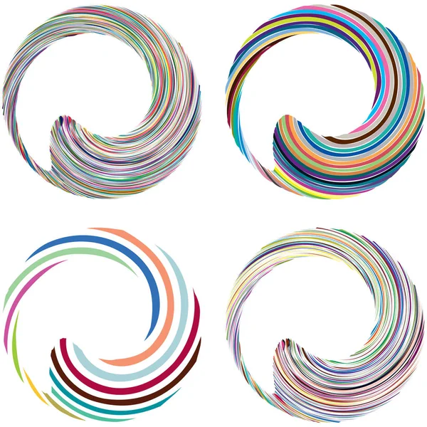 Dairesel sarmal, girdap, dönme tasarım elementi. Eş merkezli, radyal ve yayılan çizgiler dönüş, girdap ve eğri büğrü