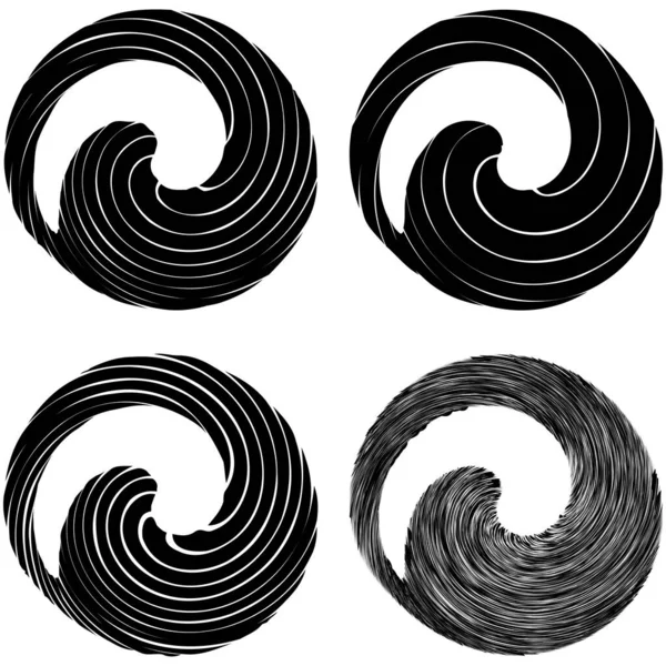 Circular Spiral Swirl Twirl Design Element Concentric Radial Radiating Burst — Stock Vector