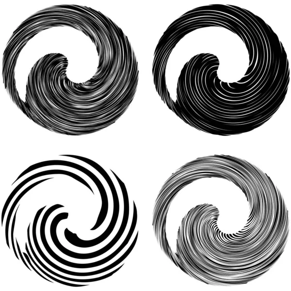 Okrągły Element Spiralny Wirujący Wirujący Koncentryczne Promieniowe Promieniujące Pęknięcie Linii — Wektor stockowy