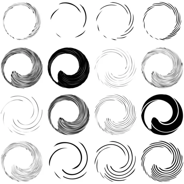 Circular Spiral Swirl Twirl Design Element Concentric Radial Radiating Burst — Stock Vector