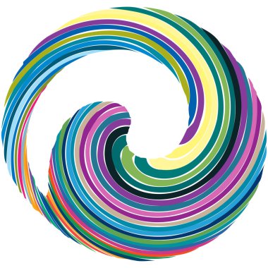 Dairesel sarmal, girdap, dönme tasarım elementi. Eş merkezli, radyal ve yayılan çizgiler dönüş, girdap ve eğri büğrü