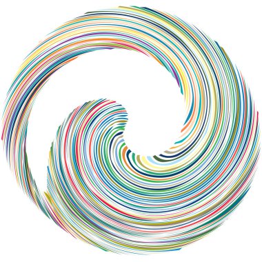 Dairesel sarmal, girdap, dönme tasarım elementi. Eş merkezli, radyal ve yayılan çizgiler dönüş, girdap ve eğri büğrü