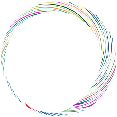 Dairesel sarmal, girdap, dönme tasarım elementi. Eş merkezli, radyal ve yayılan çizgiler dönüş, girdap ve eğri büğrü