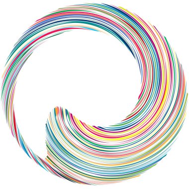 Dairesel sarmal, girdap, dönme tasarım elementi. Eş merkezli, radyal ve yayılan çizgiler dönüş, girdap ve eğri büğrü