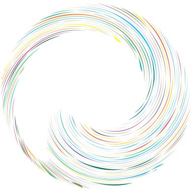 Dairesel sarmal, girdap, dönme tasarım elementi. Eş merkezli, radyal ve yayılan çizgiler dönüş, girdap ve eğri büğrü