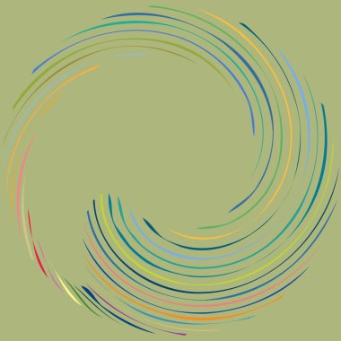 Dairesel sarmal, girdap, dönme tasarım elementi. Eş merkezli, radyal ve yayılan çizgiler dönüş, girdap ve eğri büğrü