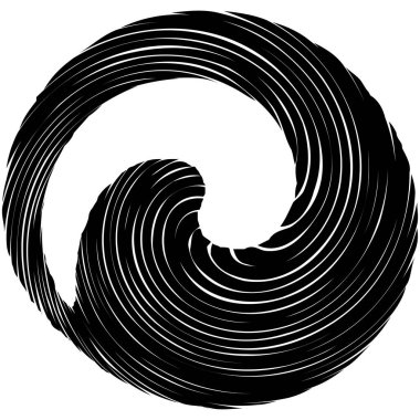 Dairesel sarmal, girdap, dönme tasarım elementi. Eş merkezli, radyal ve yayılan çizgiler dönüş, girdap ve eğri büğrü