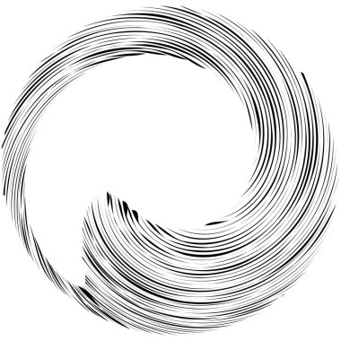 Dairesel sarmal, girdap, dönme tasarım elementi. Eş merkezli, radyal ve yayılan çizgiler dönüş, girdap ve eğri büğrü