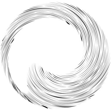 Dairesel sarmal, girdap, dönme tasarım elementi. Eş merkezli, radyal ve yayılan çizgiler dönüş, girdap ve eğri büğrü