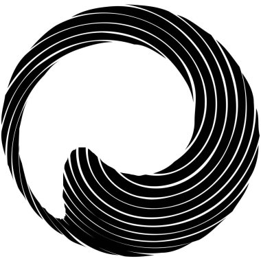 Dairesel sarmal, girdap, dönme tasarım elementi. Eş merkezli, radyal ve yayılan çizgiler dönüş, girdap ve eğri büğrü