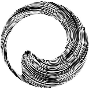 Dairesel sarmal, girdap, dönme tasarım elementi. Eş merkezli, radyal ve yayılan çizgiler dönüş, girdap ve eğri büğrü