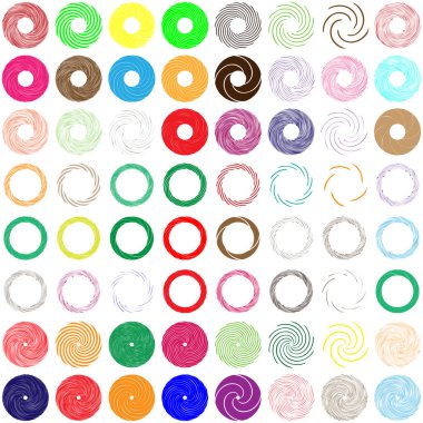 Dairesel sarmal, girdap, dönme tasarım elementi. Eş merkezli, radyal ve yayılan çizgiler dönüş, girdap ve eğri büğrü